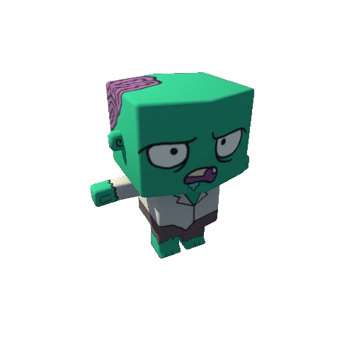 Cute Low Poly Zombie Green